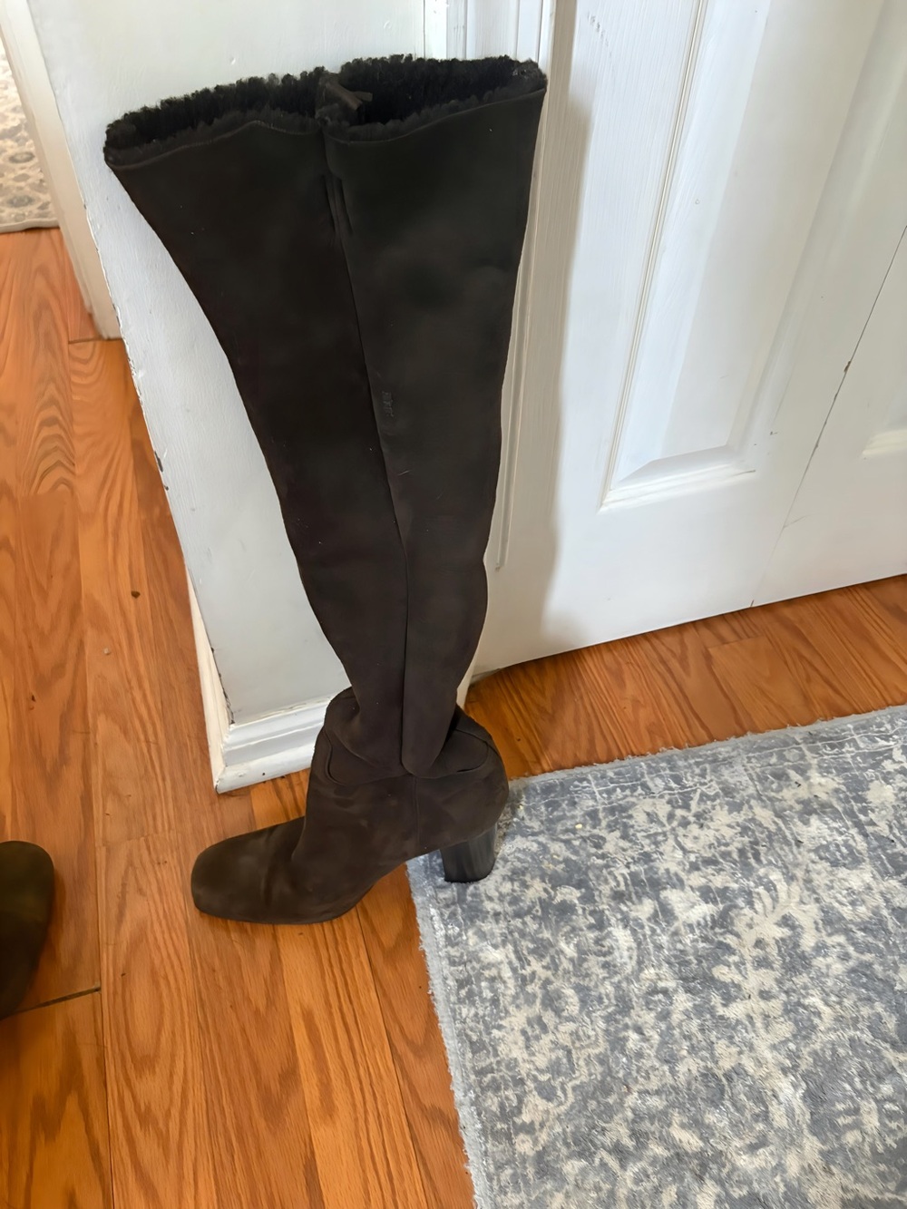 RARE, Authentic PRADA Milano Dark Brown Suede  Knee High Boots (37.5/US 7.5) - Picture 8 of 9